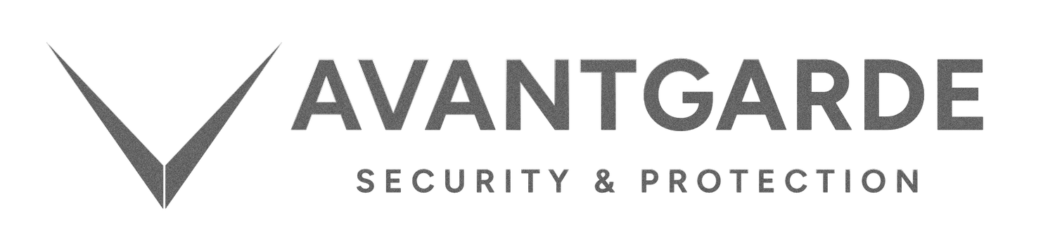 Avantgarde Security and Protection logo on dark background